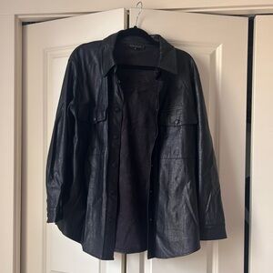 Dynamite Black Leather Shirt Jacket